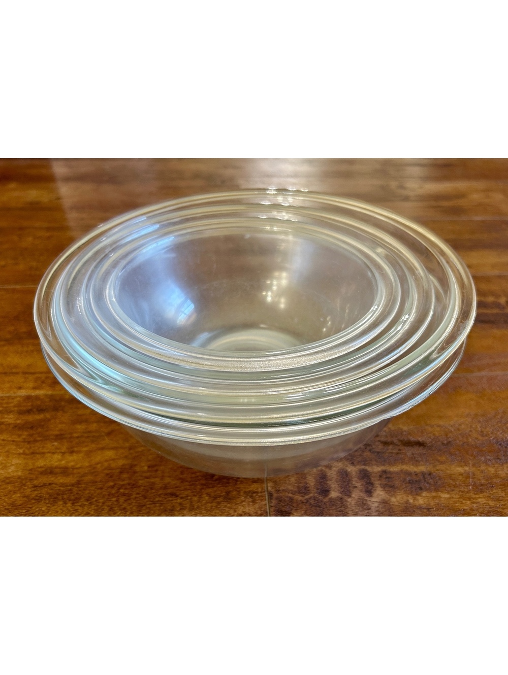 Set of 4 Clear Glass Mixing Bowls by Pyrex